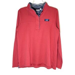 L.L.Bean Women’s Rugby Shirt Long Sleeve Cotton Pullover Size M Red